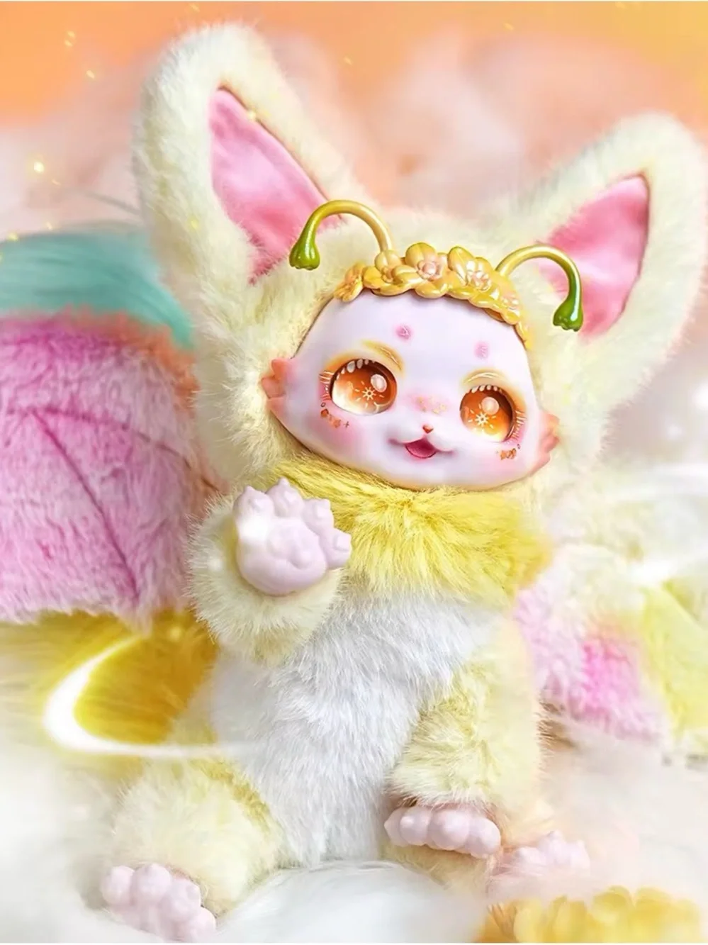 Bundle Yellow & Pink Plush Cat Toy - Cute Fuzzy Pet Plush
